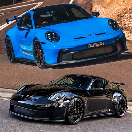 Minichamps 2 Car Set - Porsche 911 (992) GT3 2021 - Sport Auto Sharkblue & Black 1:43