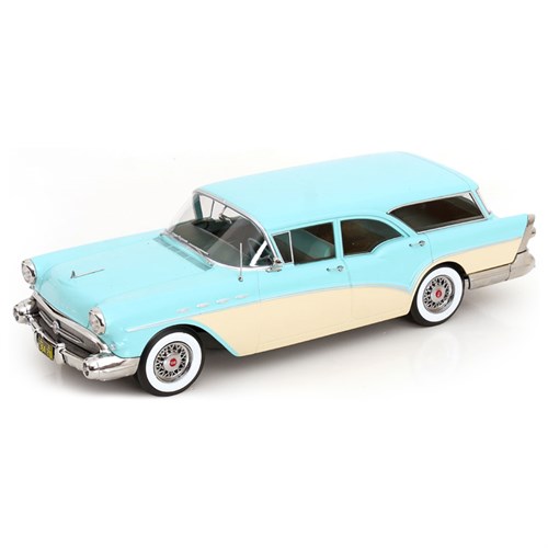 KK Buick Special Estate Wagon 1957 - Light Blue Metallic/White 1:18 model car