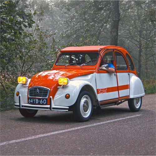 Norev Citroen 2CV Spot 1976 - Orange/White 1:18 model car