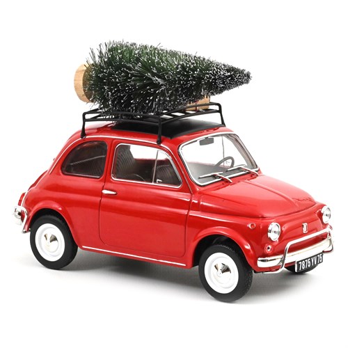 Norev Fiat 500 L w. Christmas Tree 1968 - Red 1:18 model car