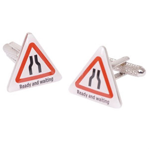 Ready And Waiting road sign cufflinks