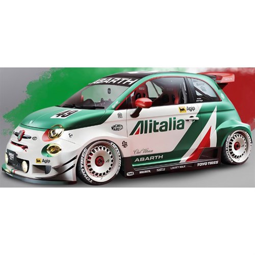 Solido Fiat 500 Abarth w. Bodykit 2025 - White/Green 1:18 model car