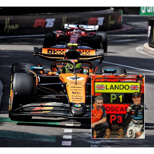 Spark McLaren MCL39 w. Pit Board - 1st 2025 Monaco Grand Prix - #4 Lando Norris 1:18 model car
