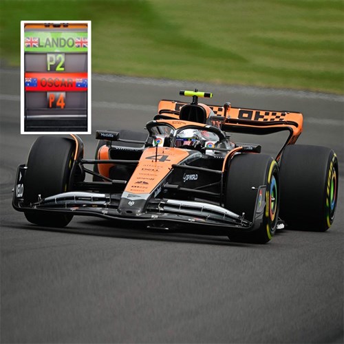 Spark McLaren MCL60 w. Pit Board - 2023 British Grand Prix - #4 L. Norris 1:18