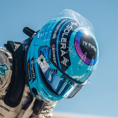 Spark George Russell Mercedes Helmet - 2025 American Grand Prix 1:5