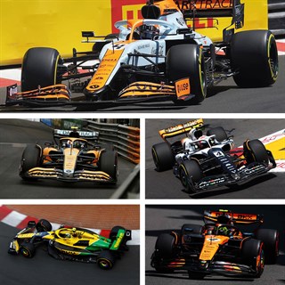 Minichamps Lando Norris Monaco Grand Prix Five Car Set - 2021-2025 1:43 model cars