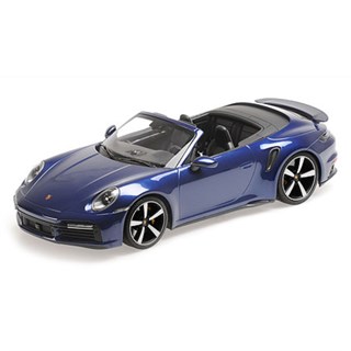 Minichamps Porsche 911 (992) Turbo S Cabriolet 2020 - Blue Metallic 1:18 model car