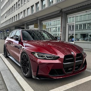 Minichamps BMW M3 Touring 2024 - Aventurine Red w. Black Wheels & Tartufo Interior 1:18 model car
