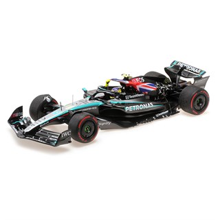 Minichamps Mercedes F1 W15 w. Flag - 1st 2024 British Grand Prix - #44 Lewis Hamilton 1:18 model car