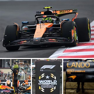 Minichamps McLaren MCL39 w. Standing Figure & Pit Boards - 2025 Abu Dhabi Grand Prix - #4 Lando Norris World Championship Winner 1:12 model car