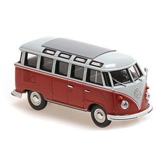 Maxichamps Volkswagen Samba Bus 1961 - Grey/Red 1:43 model car