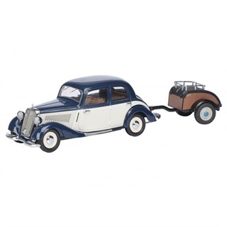Schuco Mercedes 170V With Trailer - Blue/White 1:43