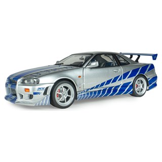 Solido Nissan Skyline GT-R (BNR34) - Silver/Blue - 2 Fast 2 Furious 1:18 model car