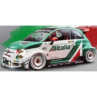 Solido Fiat 500 Abarth w. Bodykit 2025 - White/Green 1:18 model car