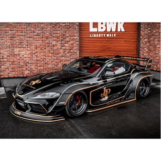 Solido Toyota GR Supra w. Liberty Walk Bodykit 2025 - Black/Gold 1:18 model car