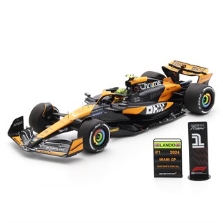 Spark McLaren MCL38 w. Pit Boards - 1st 2024 Miami Grand Prix - #4 L. Norris 1:12 model car