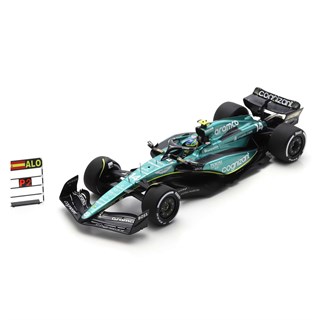 Spark Aston Martin AMR23 w. Pit Board - 2023 Canadian Grand Prix - #14 F. Alonso 1:18 model car