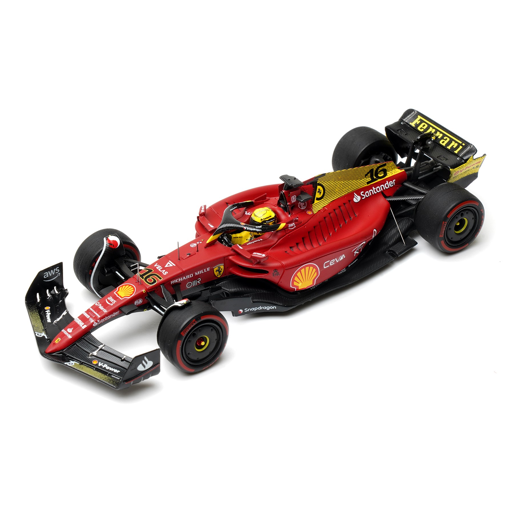 FERRARI - F1-75 SCUDERIA FERRARI N 16 SEASON 2022 CHARLES LECLERC - YELLOW  WHEELS - EXCLUSIVE CARMODEL