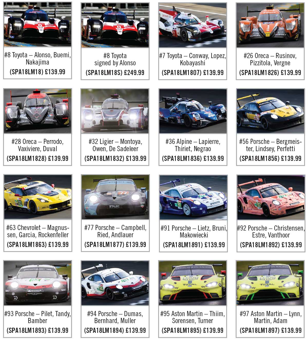 1:18 2018 Le Mans models from Spark