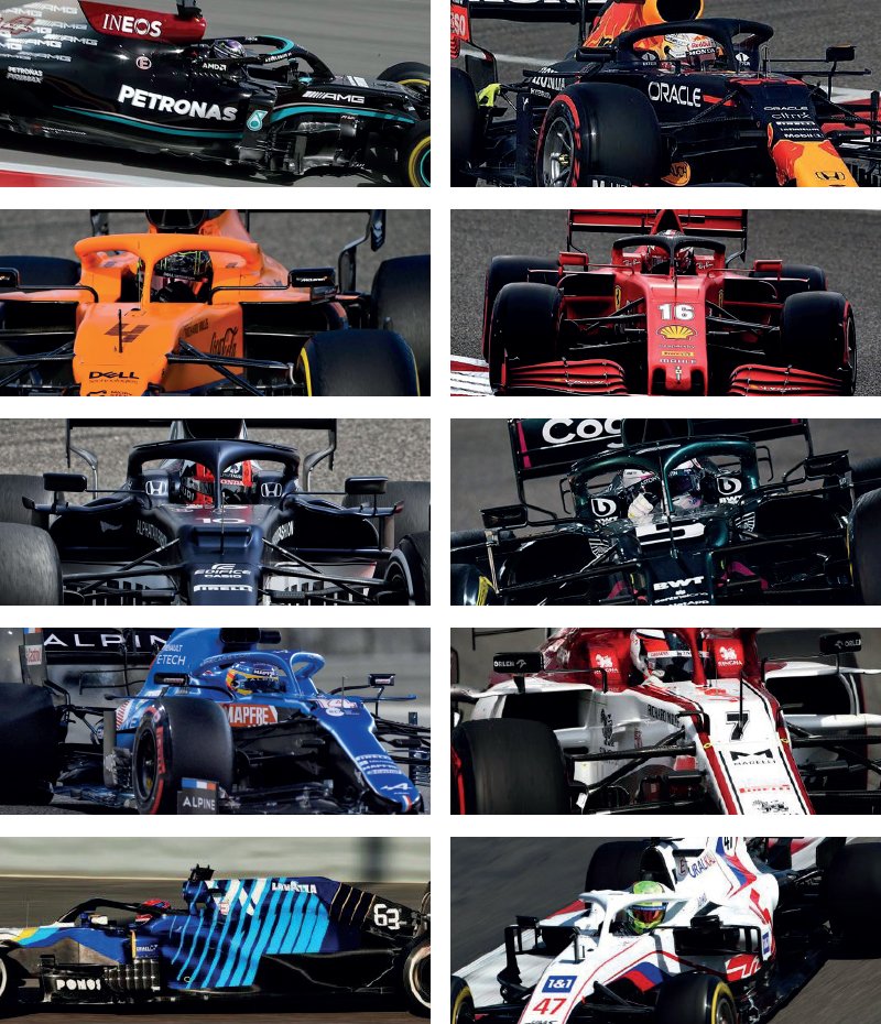 1-18 and 1-43 2021 Formula One grid